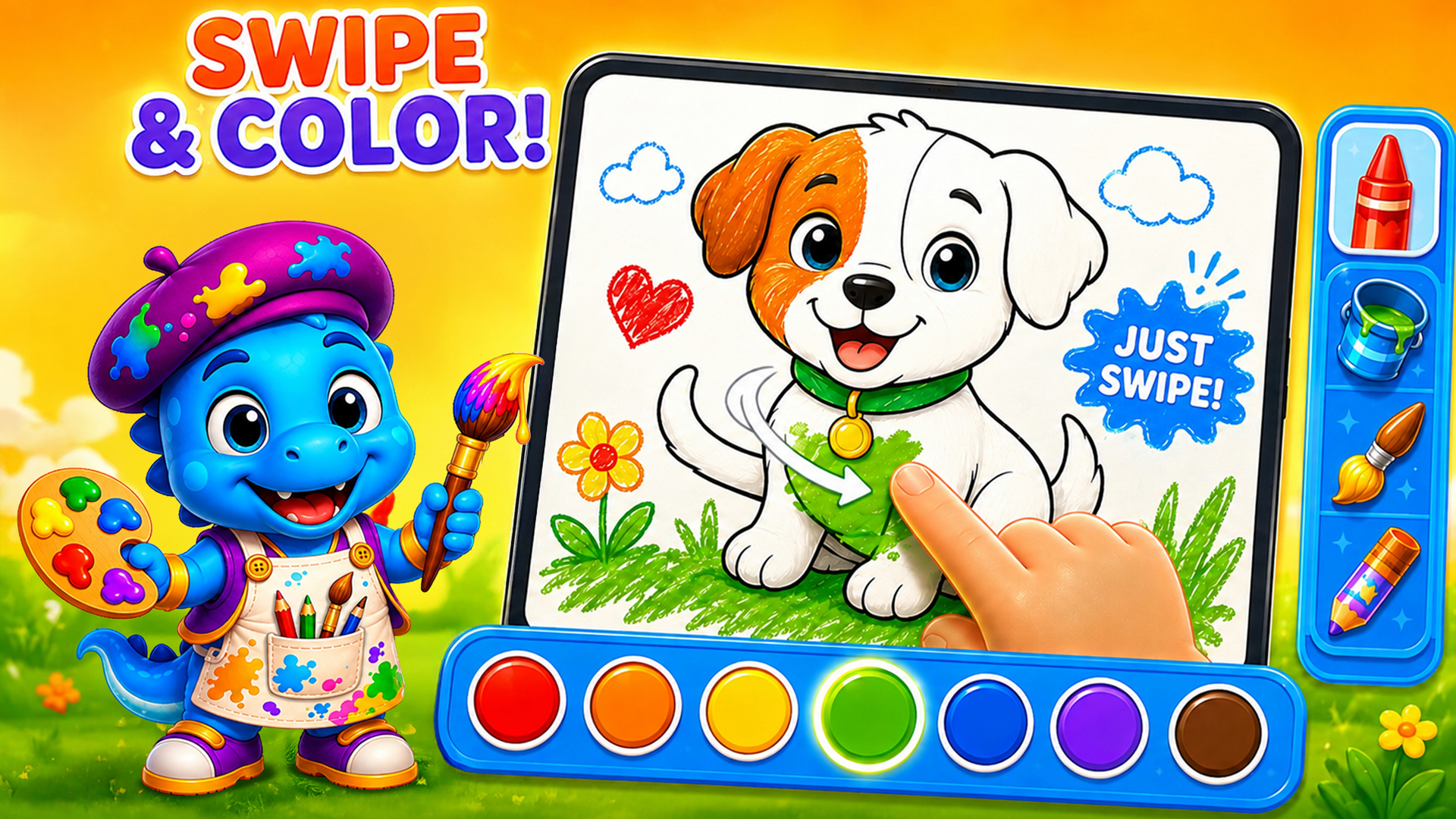 Swipe to color screen